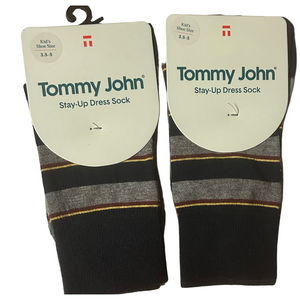 Tommy John 2 Pairs Of Kids Stay Up Dress Socks Navy Ivy League Stripes Blue